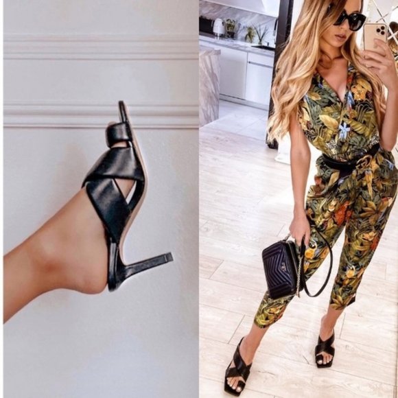 Zara Padded Heeled Leather Sandals NWT - Picture 10 of 15